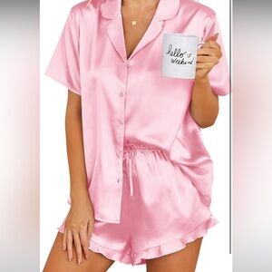 Women's Pink Satin Sleepwear Set